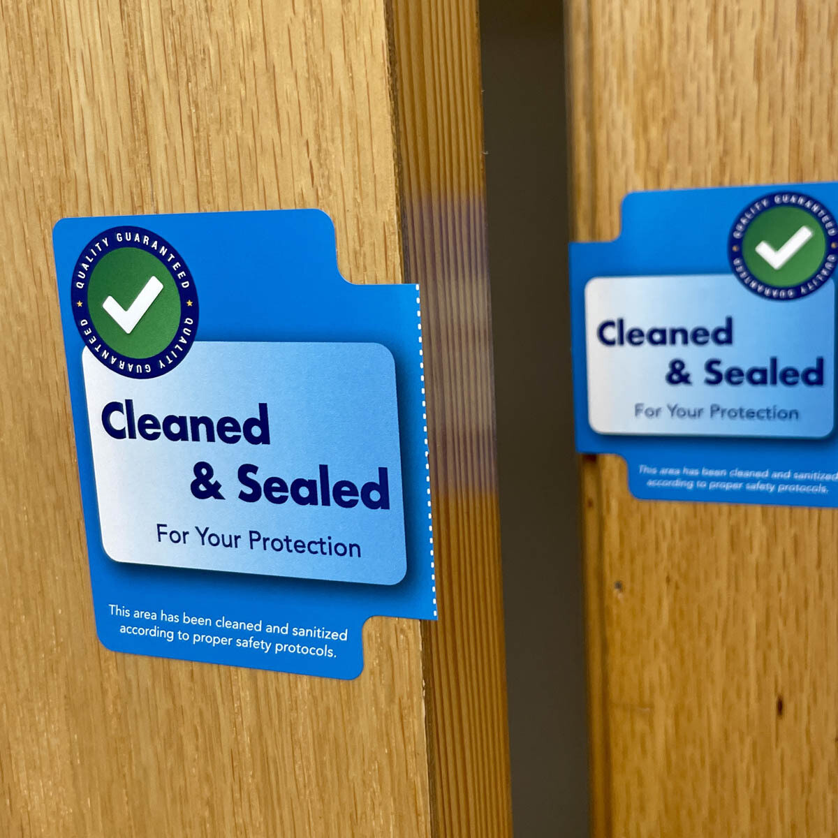 Cleaned & Sealed Tamper Seal Blue Safety Labels | 2.875 x 5″ inch – 500 Pack
