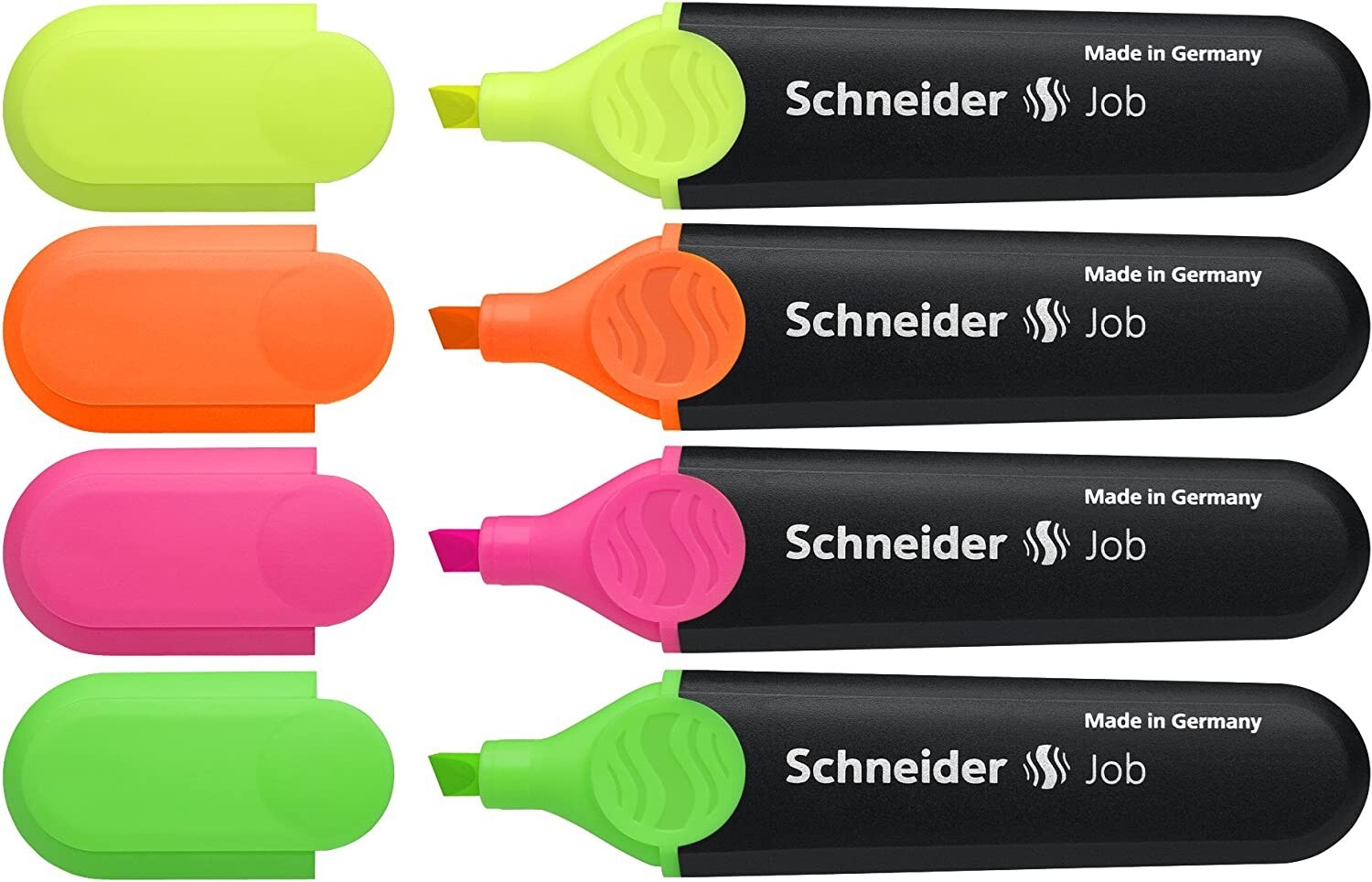 Schneider Job Highlighters, Chisel Tip 1 + 5 mm Black Barrel Assorted Ink Colors
