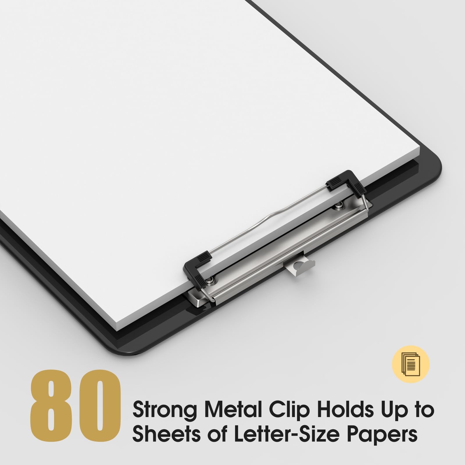 2 Pack Plastic Clipboards A4 Black 8.5×11 Low Profile Clip Classroom Supply
