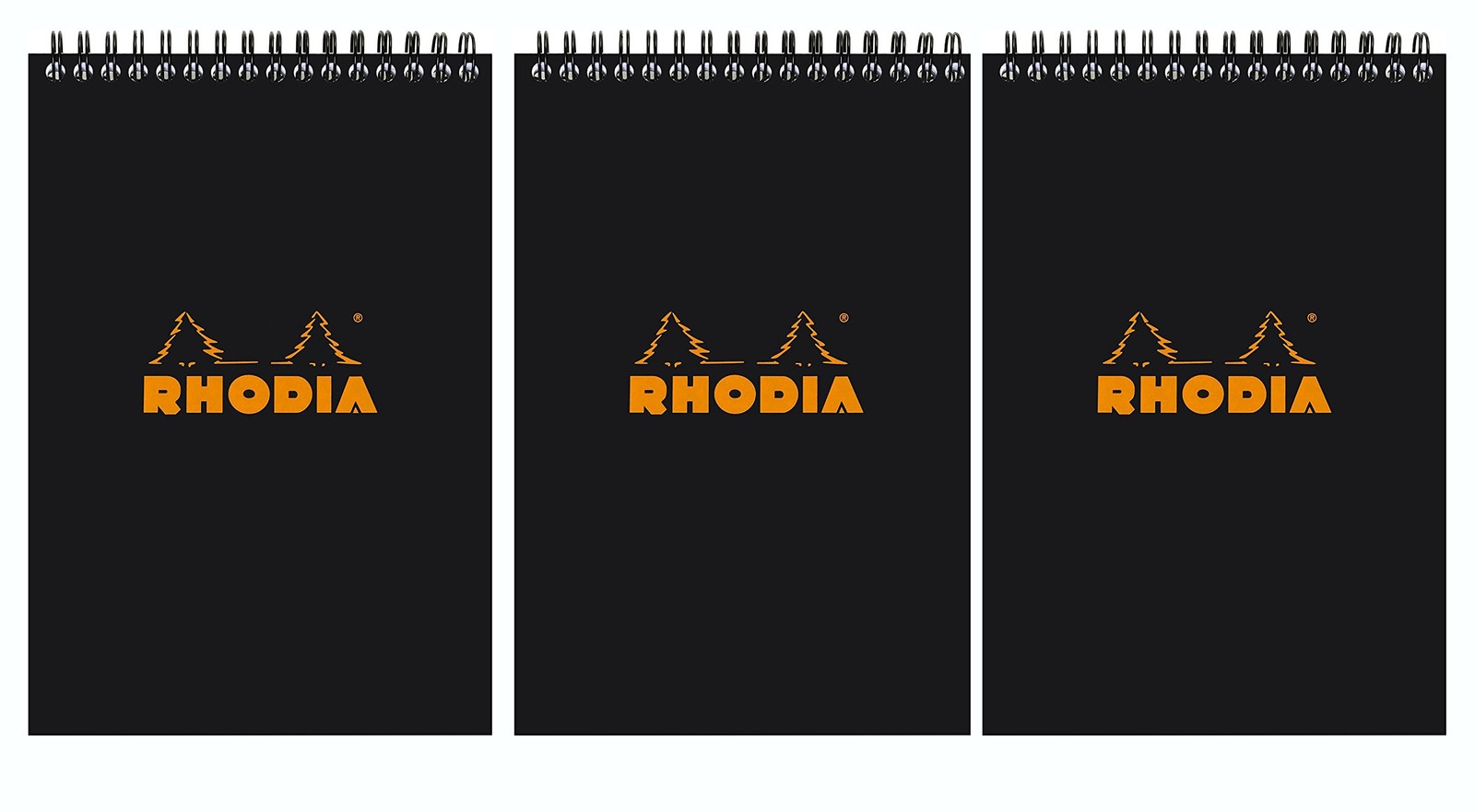 Rhodia Wirebound Black Notepads graph – 4 in. x 6 in., Pack of 3