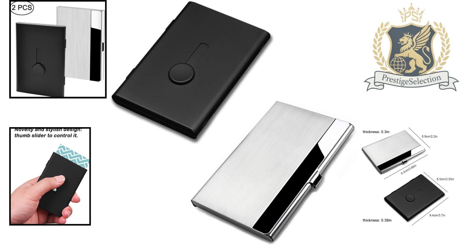Compact 2-Piece Business Card Case Set with Secure Slide Feature – Unisex Design