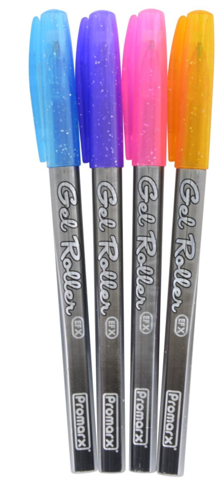 Promarx Gel Roller EFX Pens Pack of 4 ~ Blue Purple Pink Orange