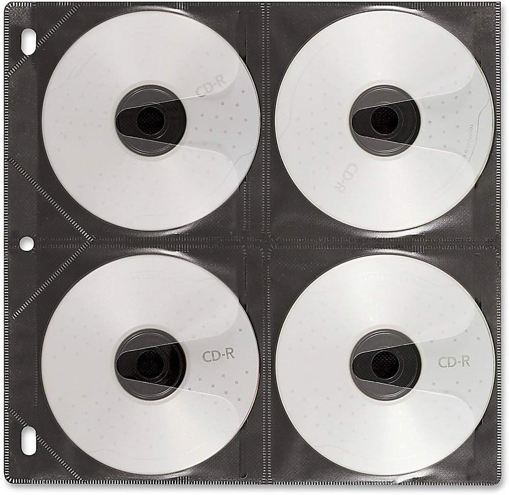 Vaultz CD Insert Pages, 3 Hole Punched, 10 X 10.875 Inches, 8 Cds/Page, 50 Pages