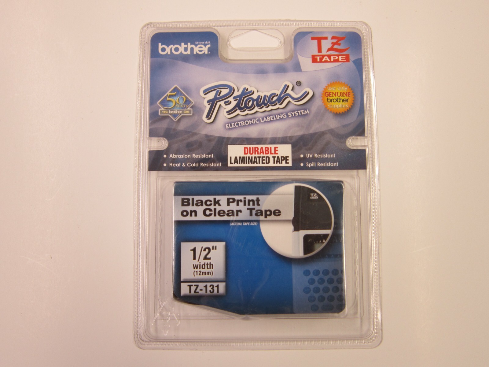 Brother P-touch TZ-131 Black Print on Clear Tape 1/2in x 26.2ft ( 12mm x 8m )