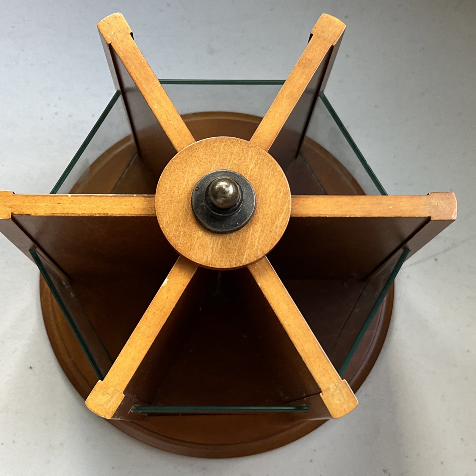 Pottery Barn Rotating Wood Desktop Organizer 6 Slot Spinning Holder Lazy Susan
