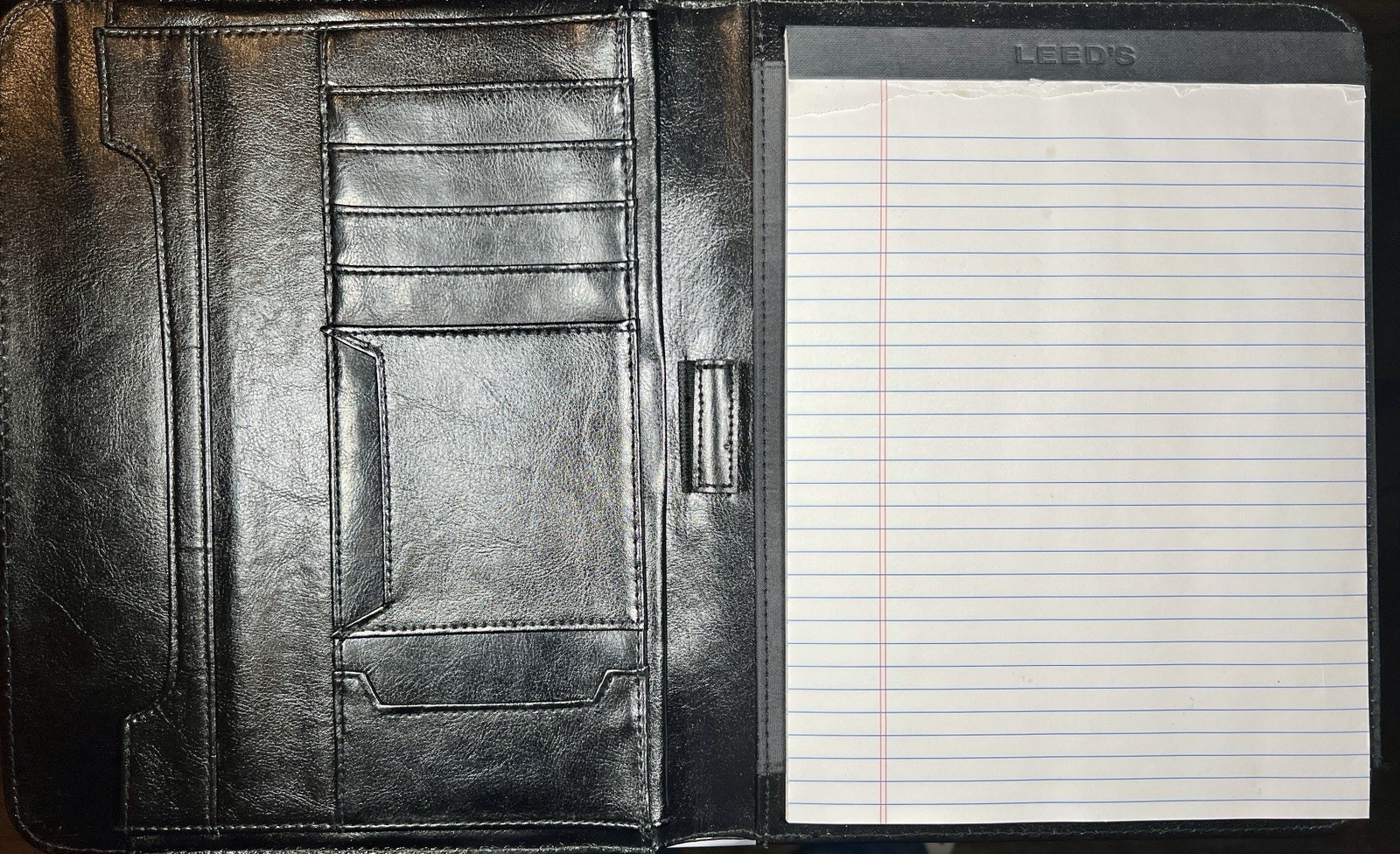 UPS Leather Padfolio Portfolio Black Leed’s Business Organizer Notebook Holder X