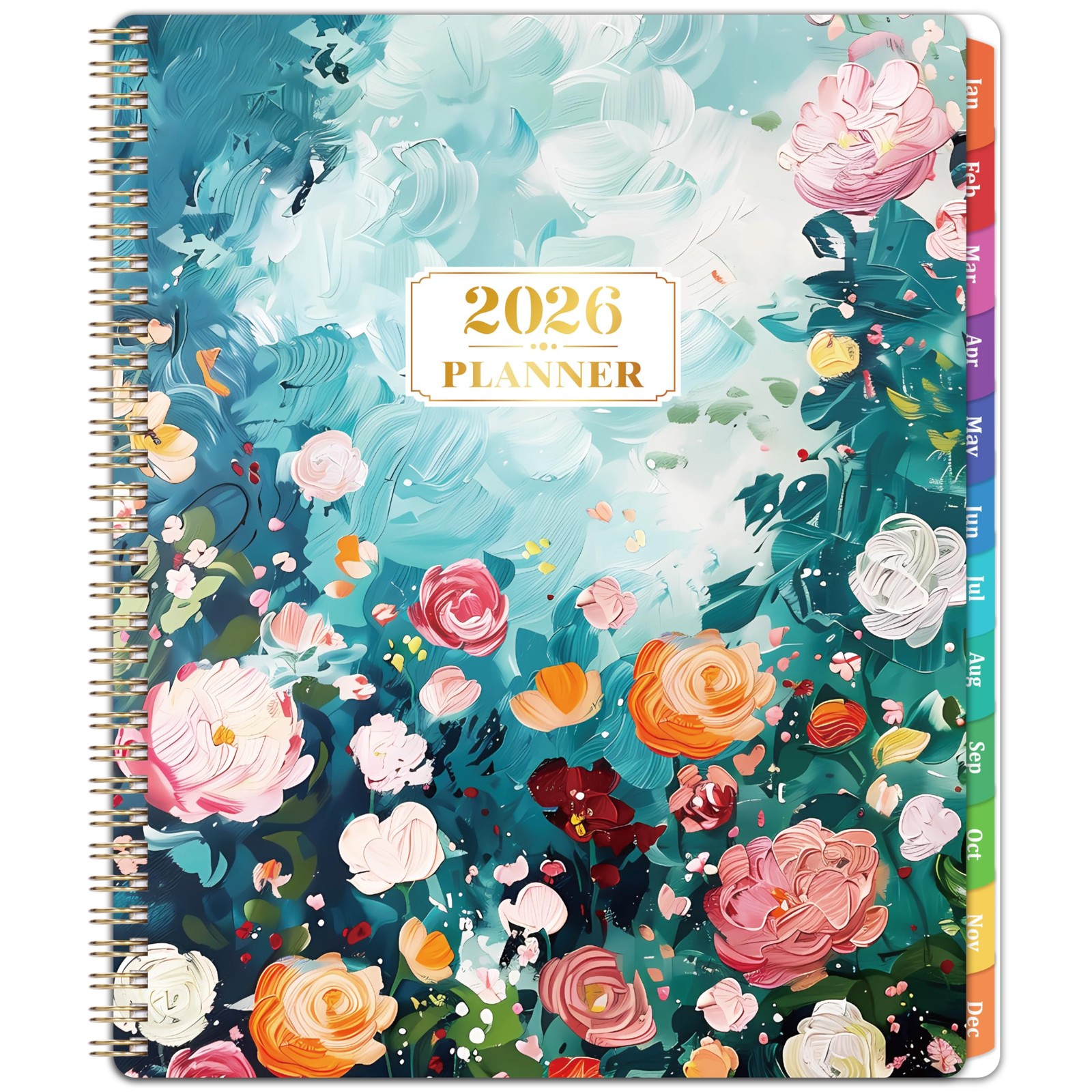 2026 Weekly Monthly Planner 9×11 Inch TwinWire Binding Floral for Daily Plannin