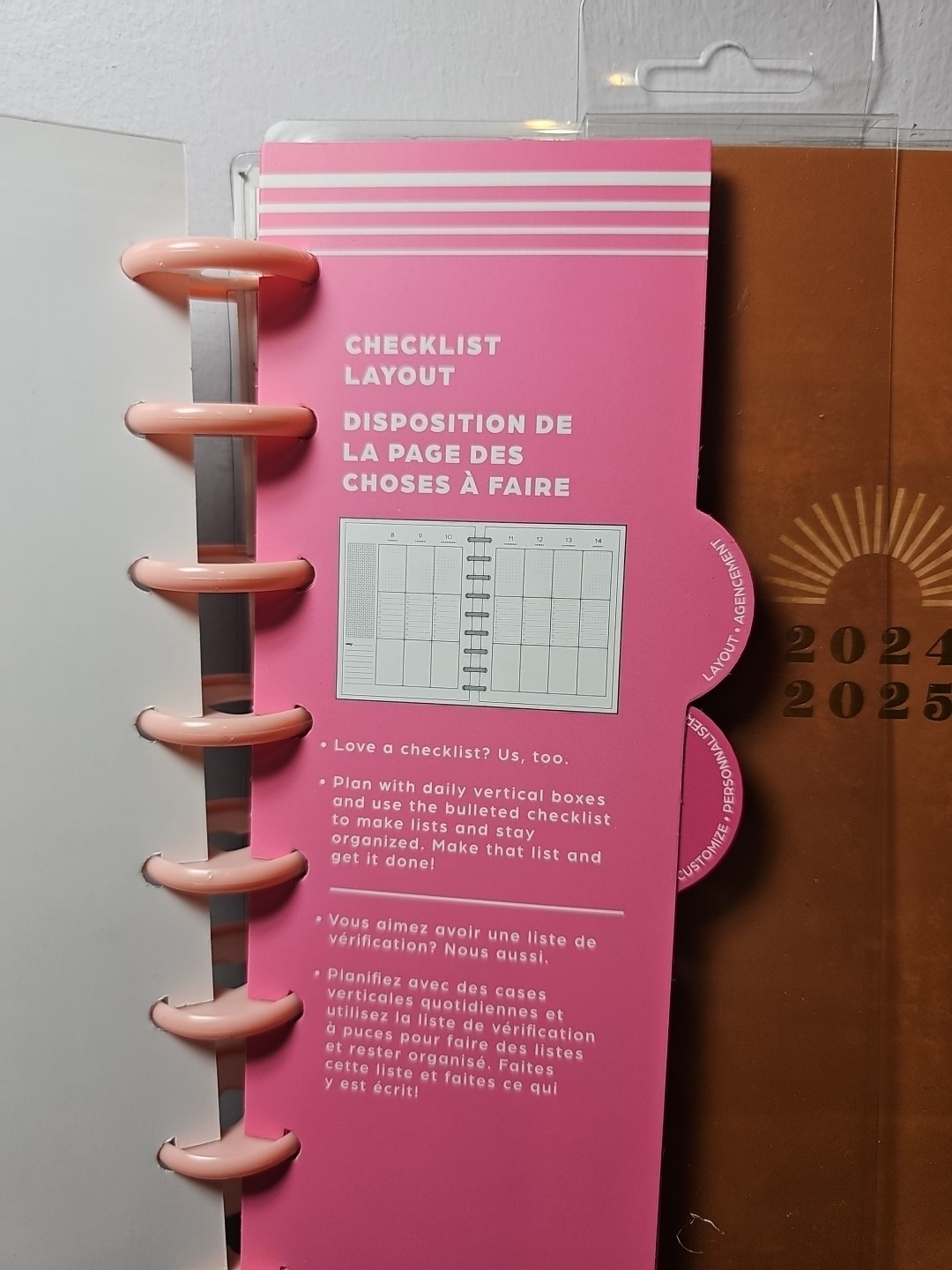 The Happy Planner 12-month planner 24-25 Classic Checklist Layout Golden Hour