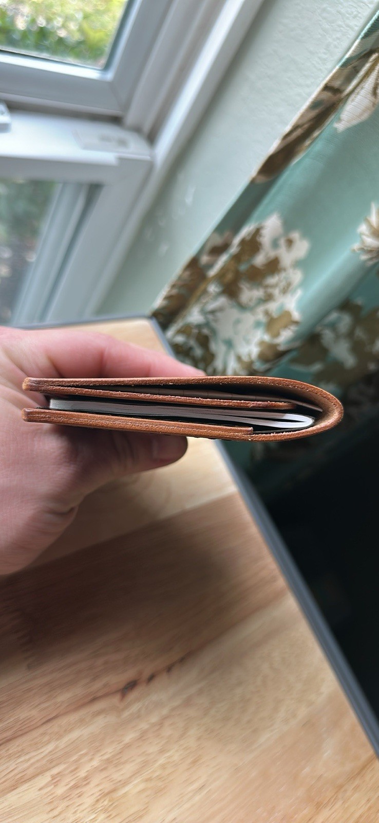 Chestnut Brown full-grain veg-tanned leather, 5 oz — 100% handmade in the USA.