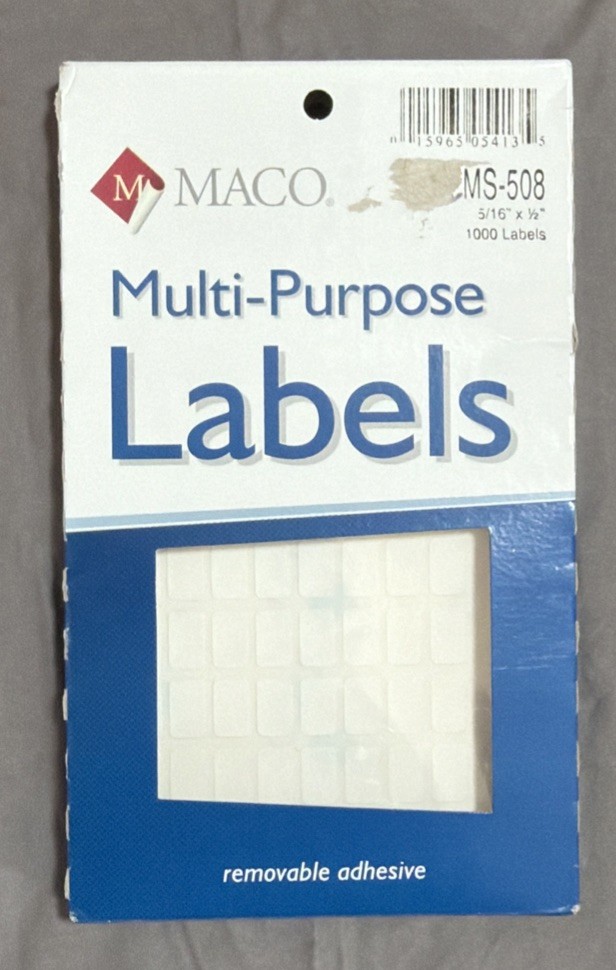 Maco MS-508 Removable Adhesive Multi Purpose Labels 1000ct. 5/16 X 1/2. Chartpak