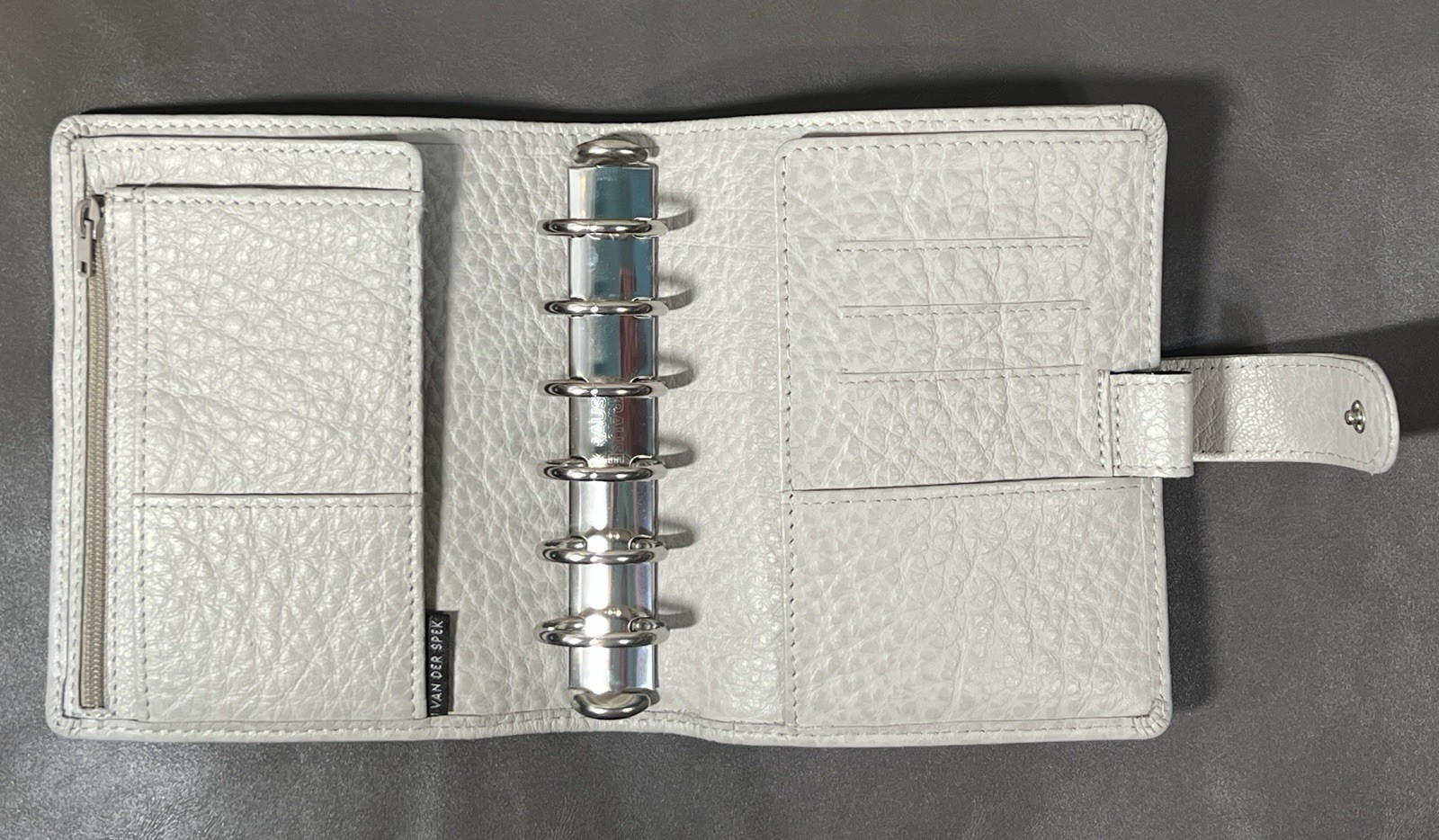 Van Der Spek Ring Planner Organizer Touch Me Junior Pocket Perle Grey 25 MM!