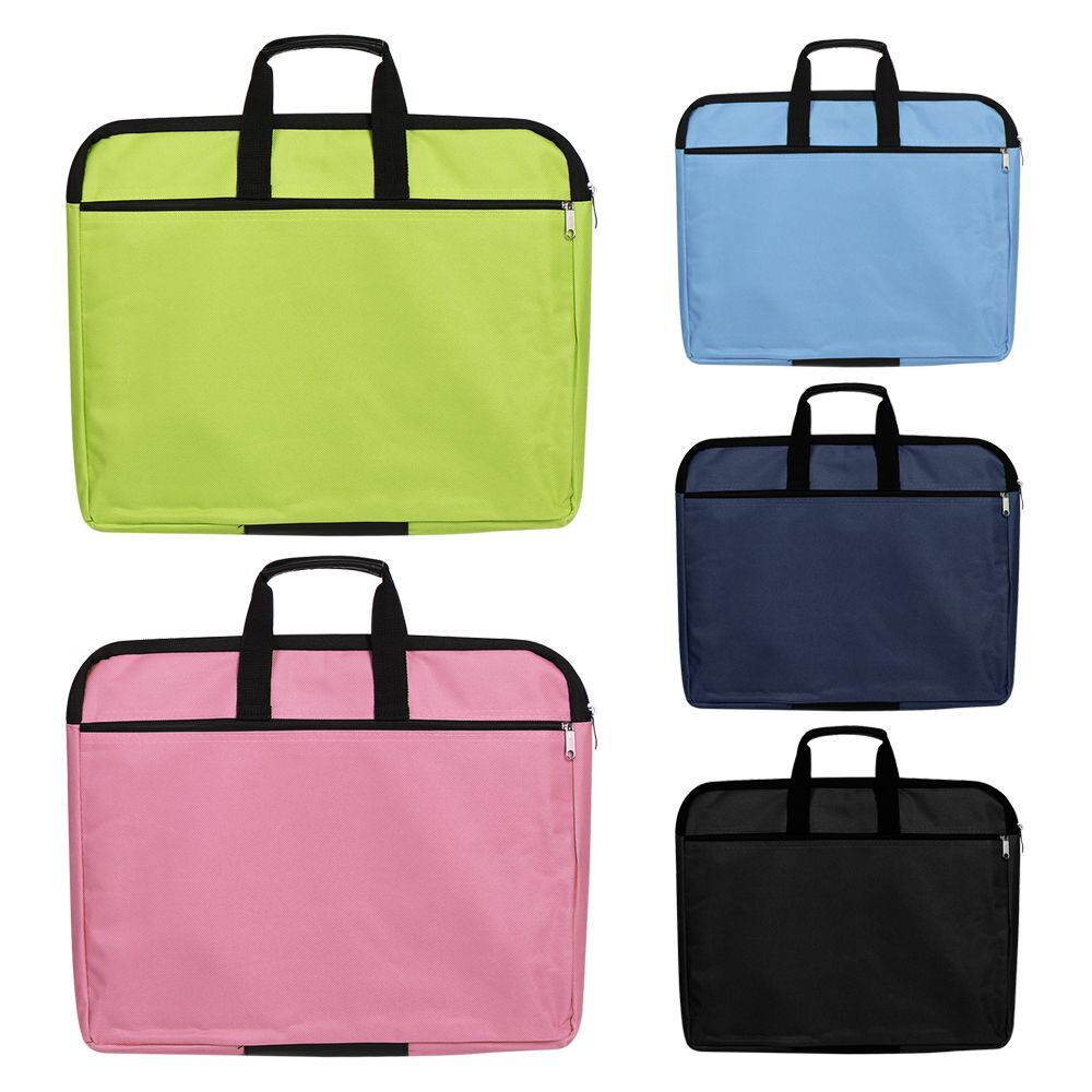 Portable A4 Document Bag Double Layer Books File Holder Handle Zipper Waterproof