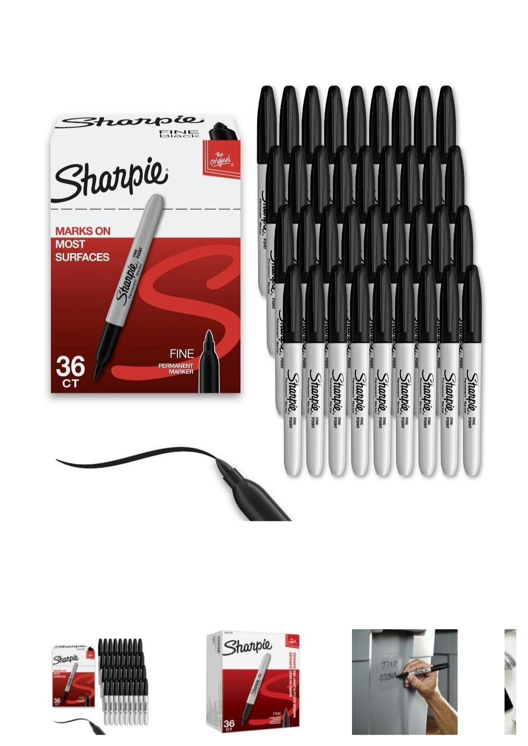 Sharpie Permanent Markers Bulk Set, Fine Tip 36 Count (Pack of 1), Black