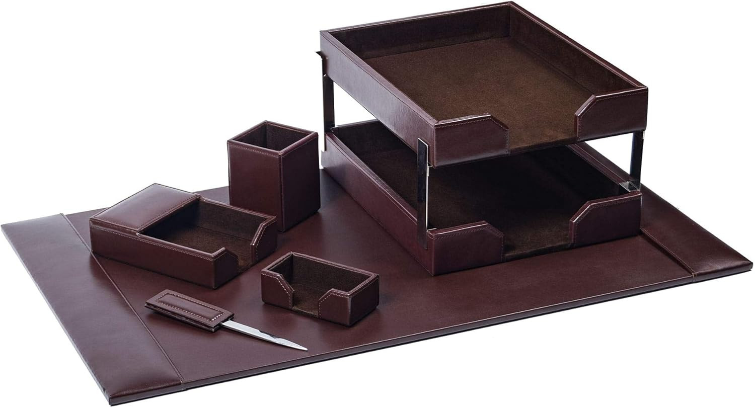 Bonded Leather Desk Set – Luxury Leather Desk Pad & Desk Organization Essentials
