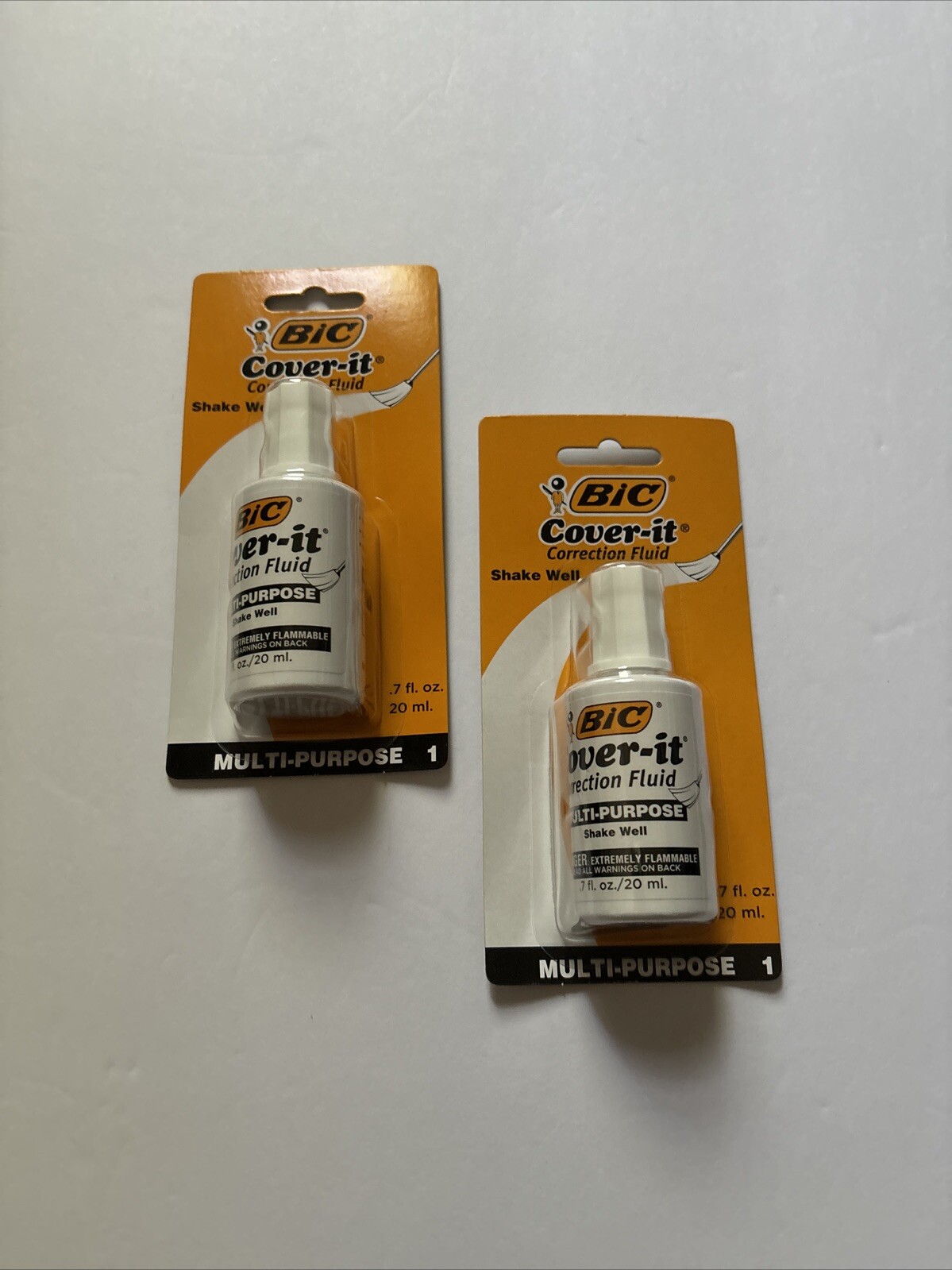 2-BIC WHITE OUT Cover-It Multi Purpose Pen & Ink Correction Fluid .7 fl oz 20ml