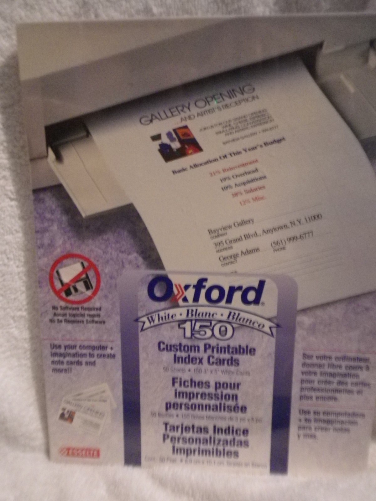 Oxford White Custom Printable Index Cards 3″x5″ Pack of 150 Laser Inkjet printer