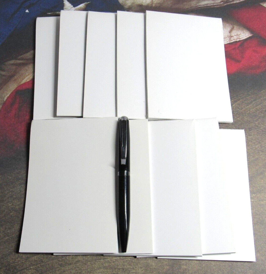 LOT OF 10 POCKET JOTTER NOTEPADS-2 1/4″ X 4 1/4″ LINED-FREE Mini Metal Ballpoint