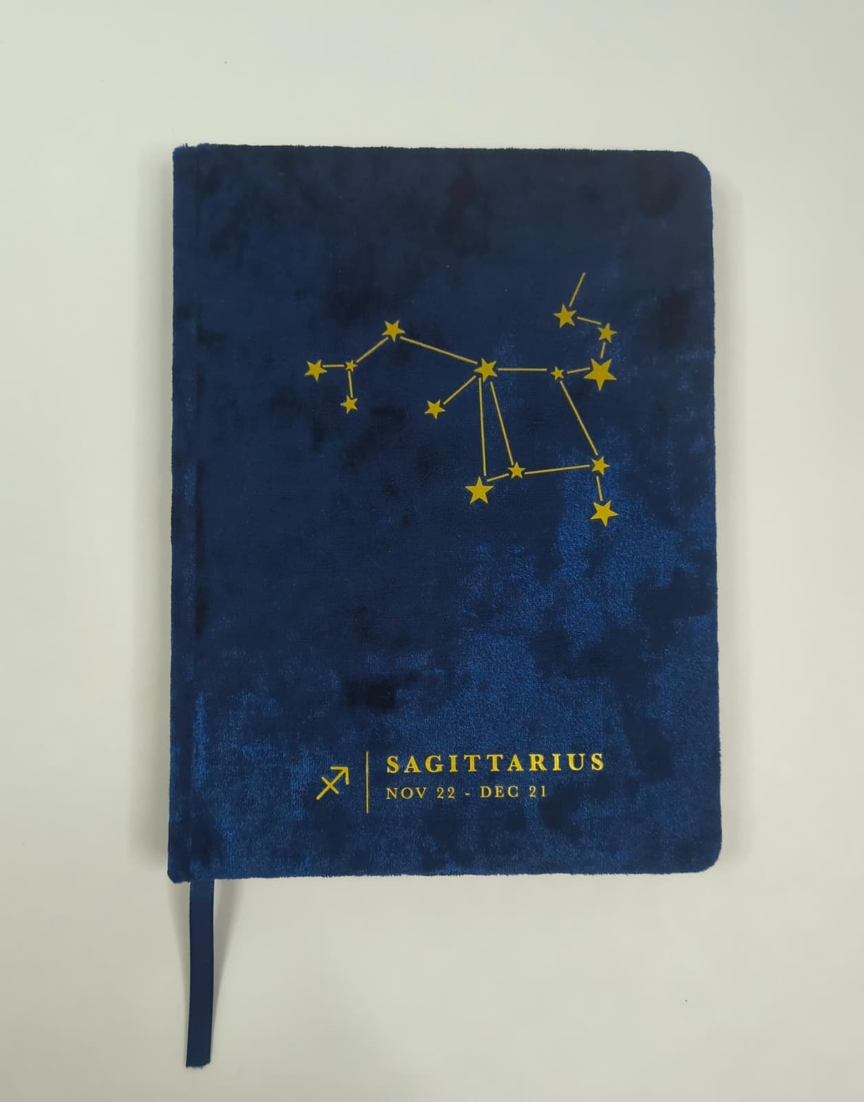 Sagittarius Constellation A5 Journal Navy Blue Velvet Gold Gilded Lined Notebook