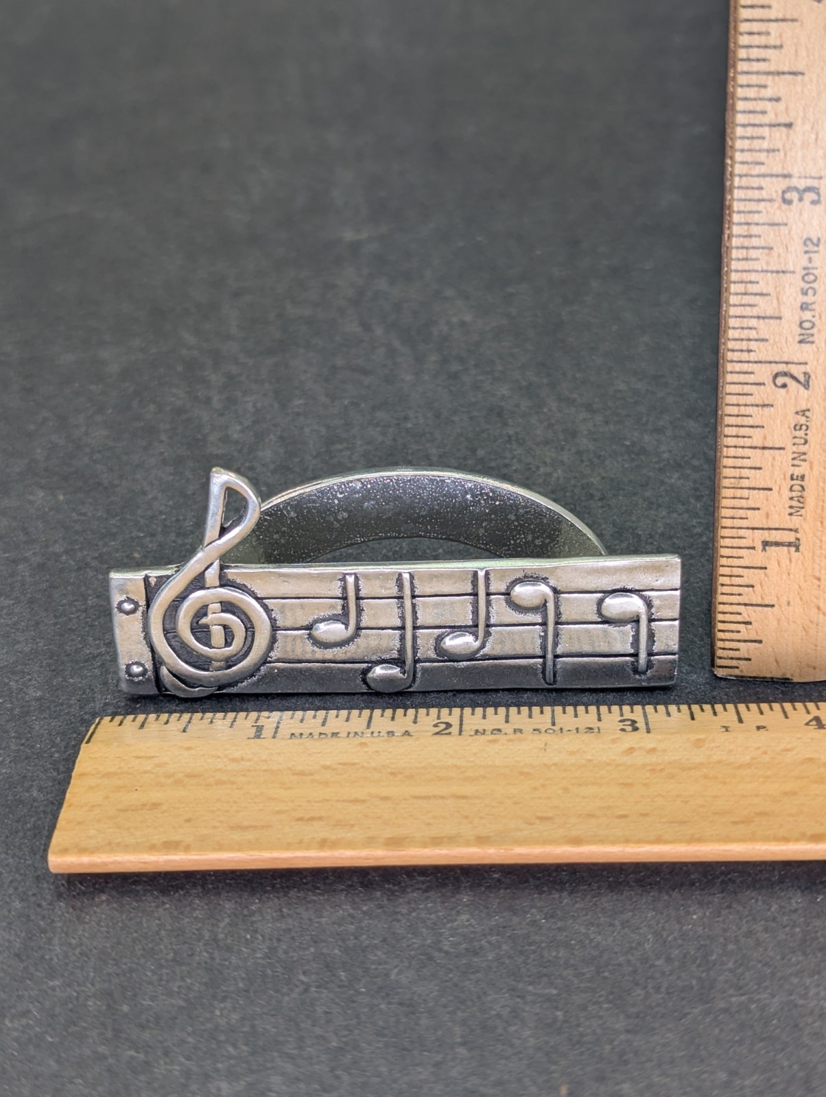 Music Notes G Clef Bars Pewter Business Card Holder Canada Vtg