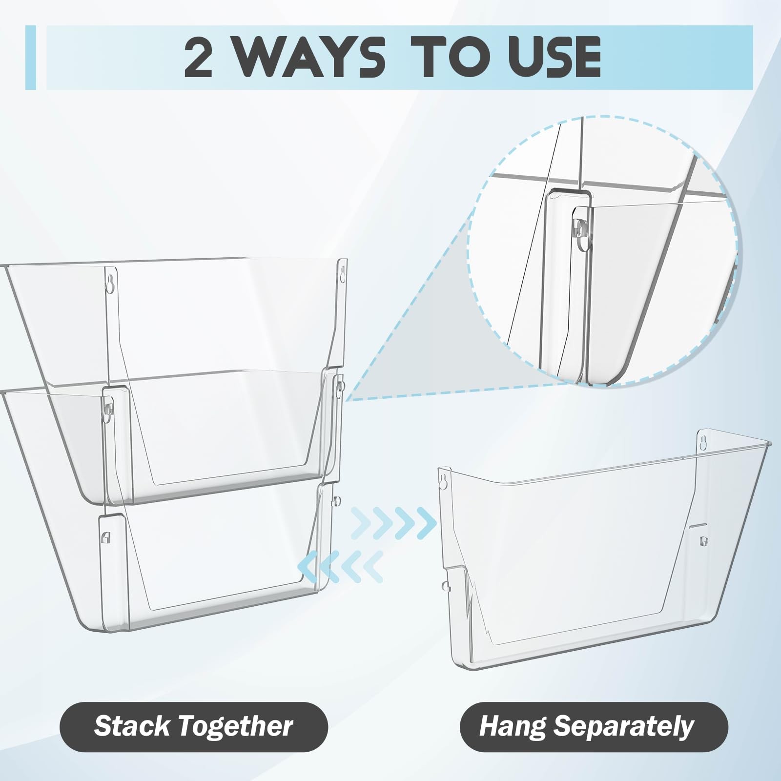 Clear Acrylic Single Pocket, Plastic Hanging Wall Mount File Holder for Offic…