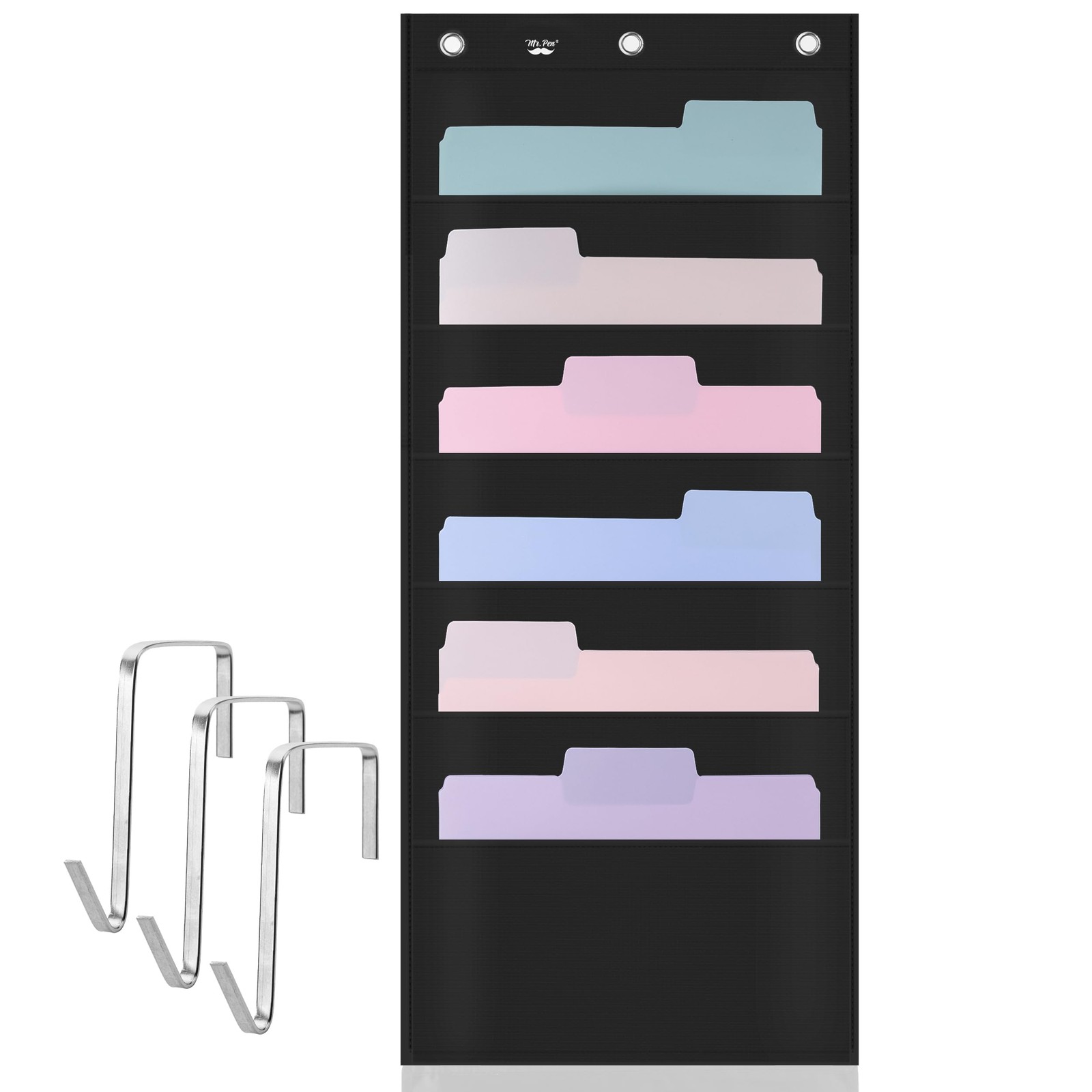 Mr. Pen- Hanging Wall File Organizer, 6 1 Pack, 6 Pockets, Standard, Black