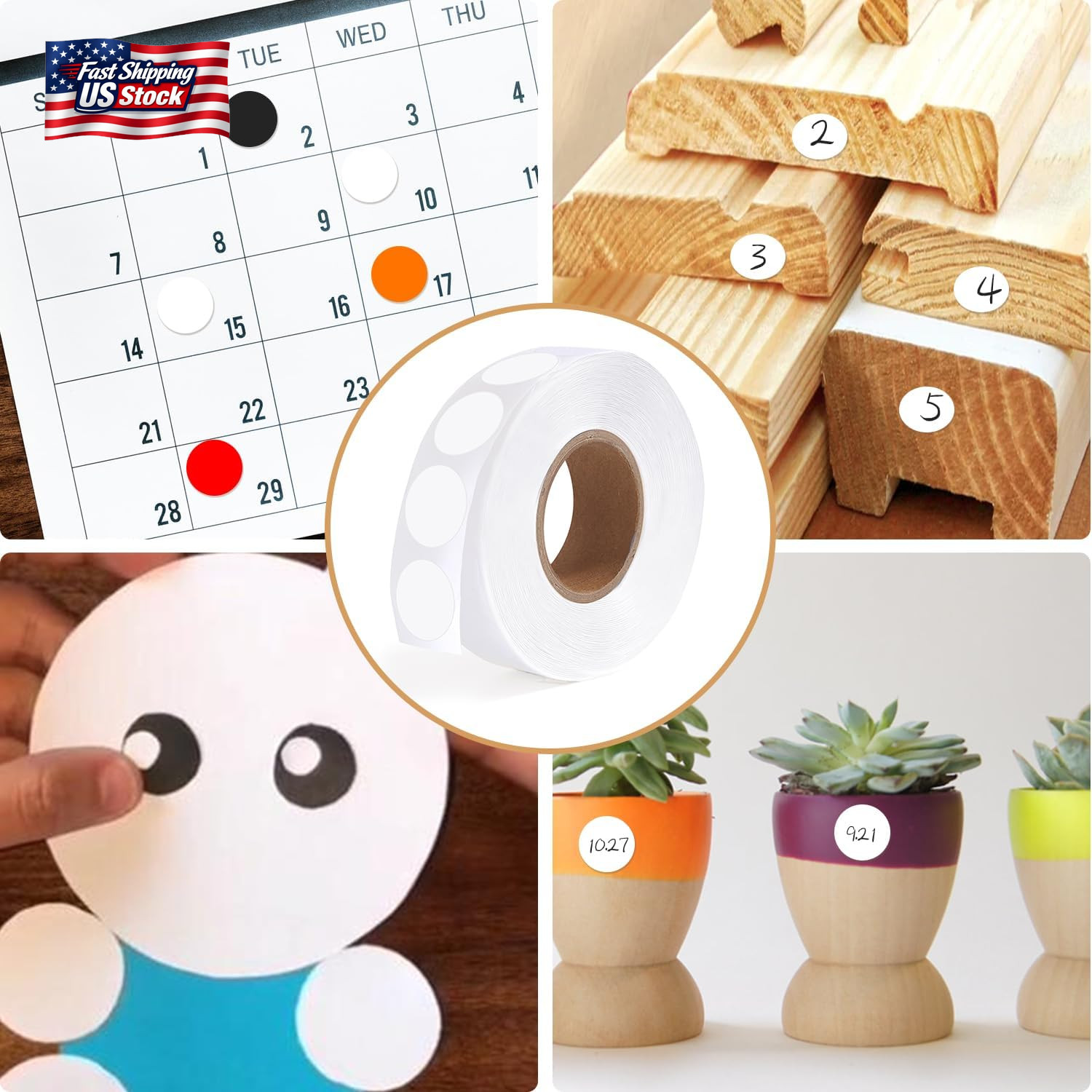 1000 PCS Dot Stickers 1/2 Inch Circle Small round Coding Labels, Blank White Col