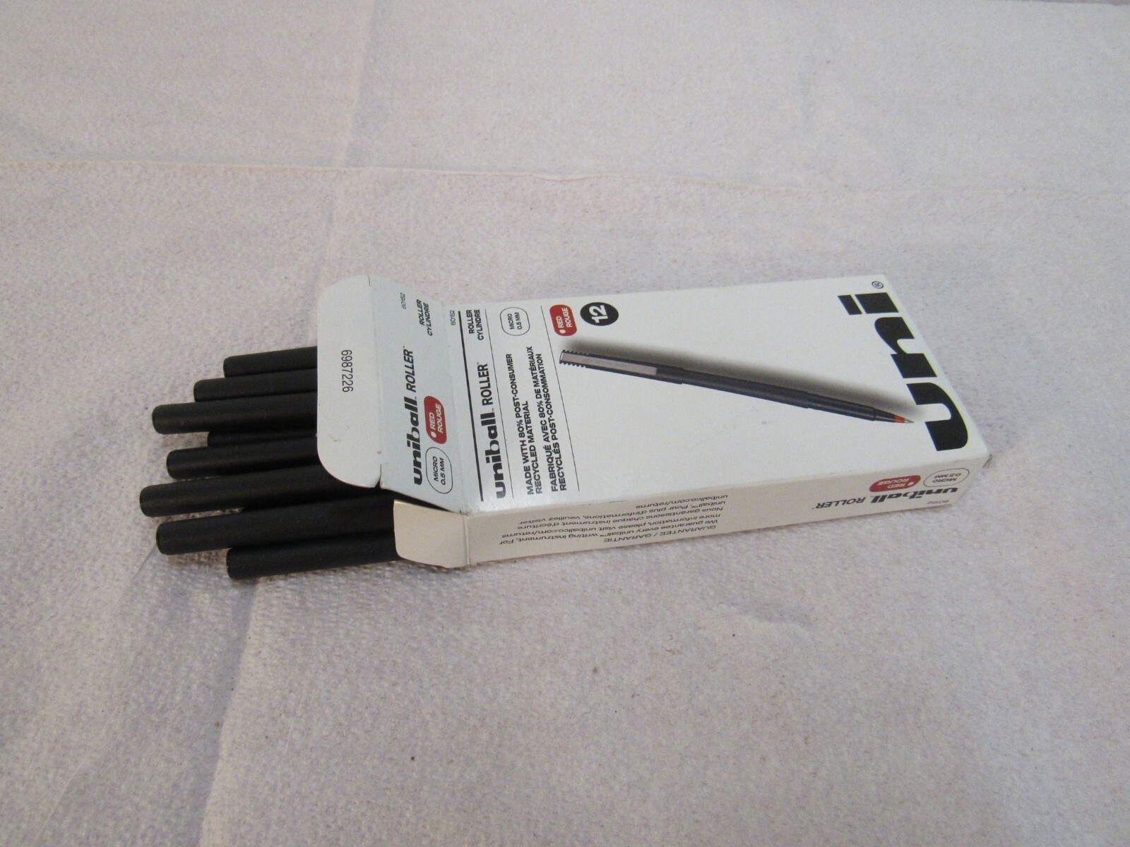 12 Pack uni-ball 60152 Roller Ball Pen – Red Ink/Black/Red Barrel/Extra-Fine