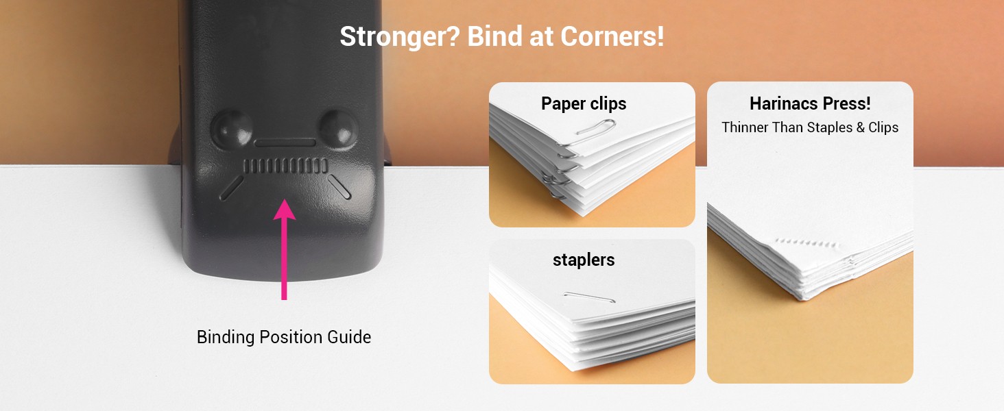 Kokuyo Stapleless Stapler, Harinacs Desktop & Handheld Staple-Free, Up to 5