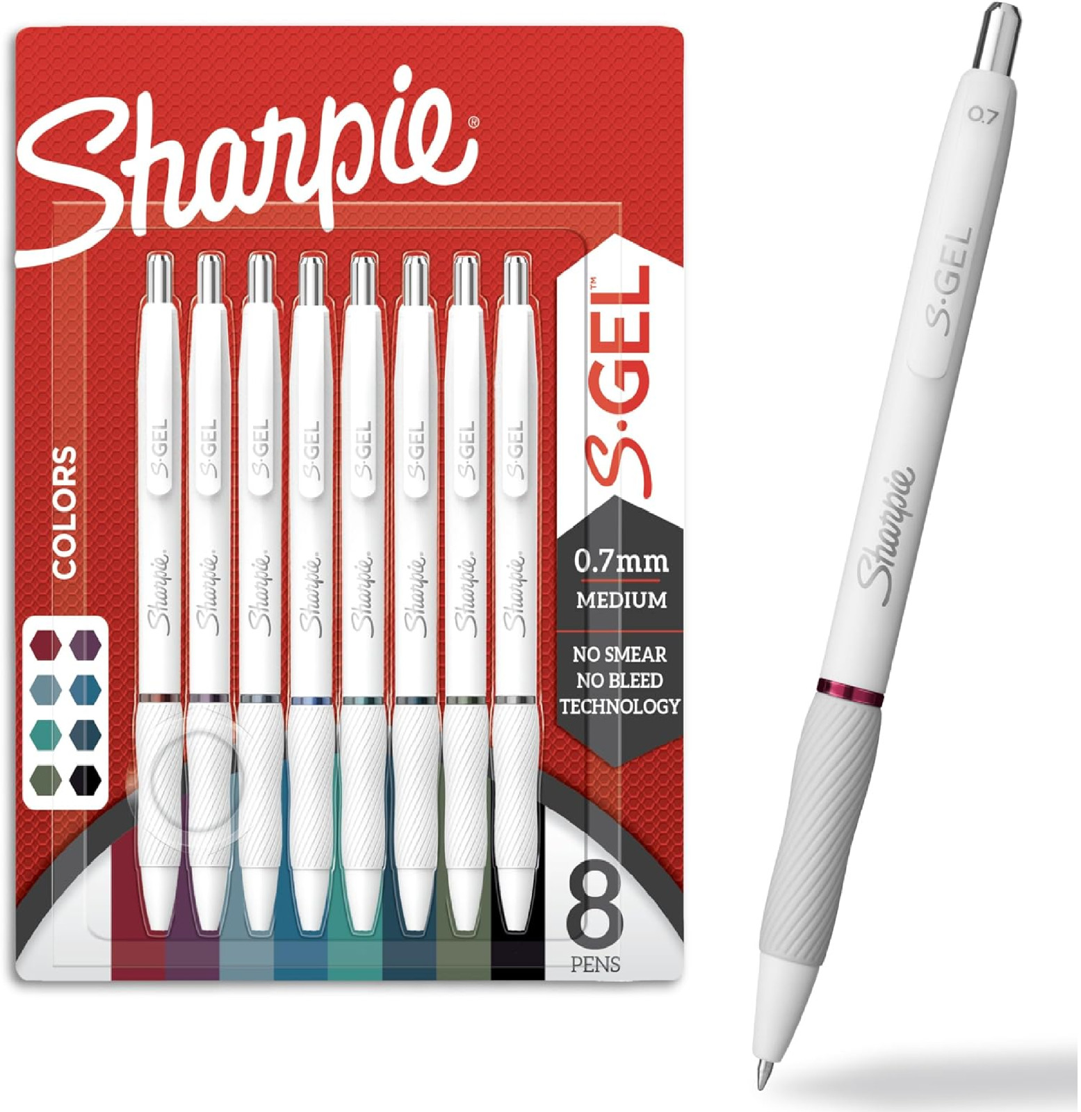 Sharpie S-Gel Pens Fashion Barrel Gel Pens Pearl White Body Medium (0.7mm) Point