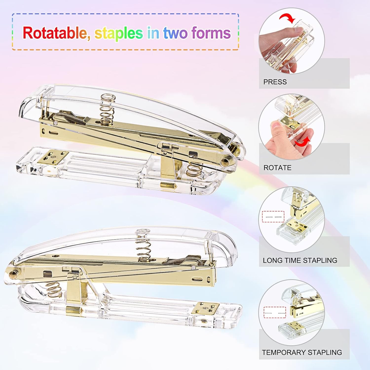 EOOUT Gold Office Supplies Set Desk Accessories, Acrylic Stapler