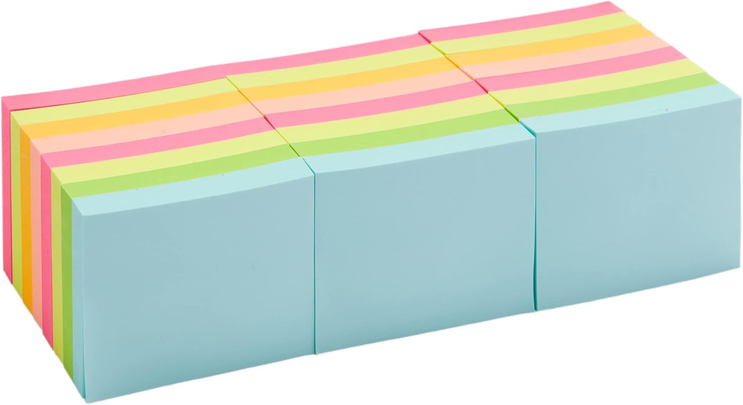 Amazon Basics Mini Rectangular Sticky Notes, 1.5X2 Inches, Bright Colors Self-St