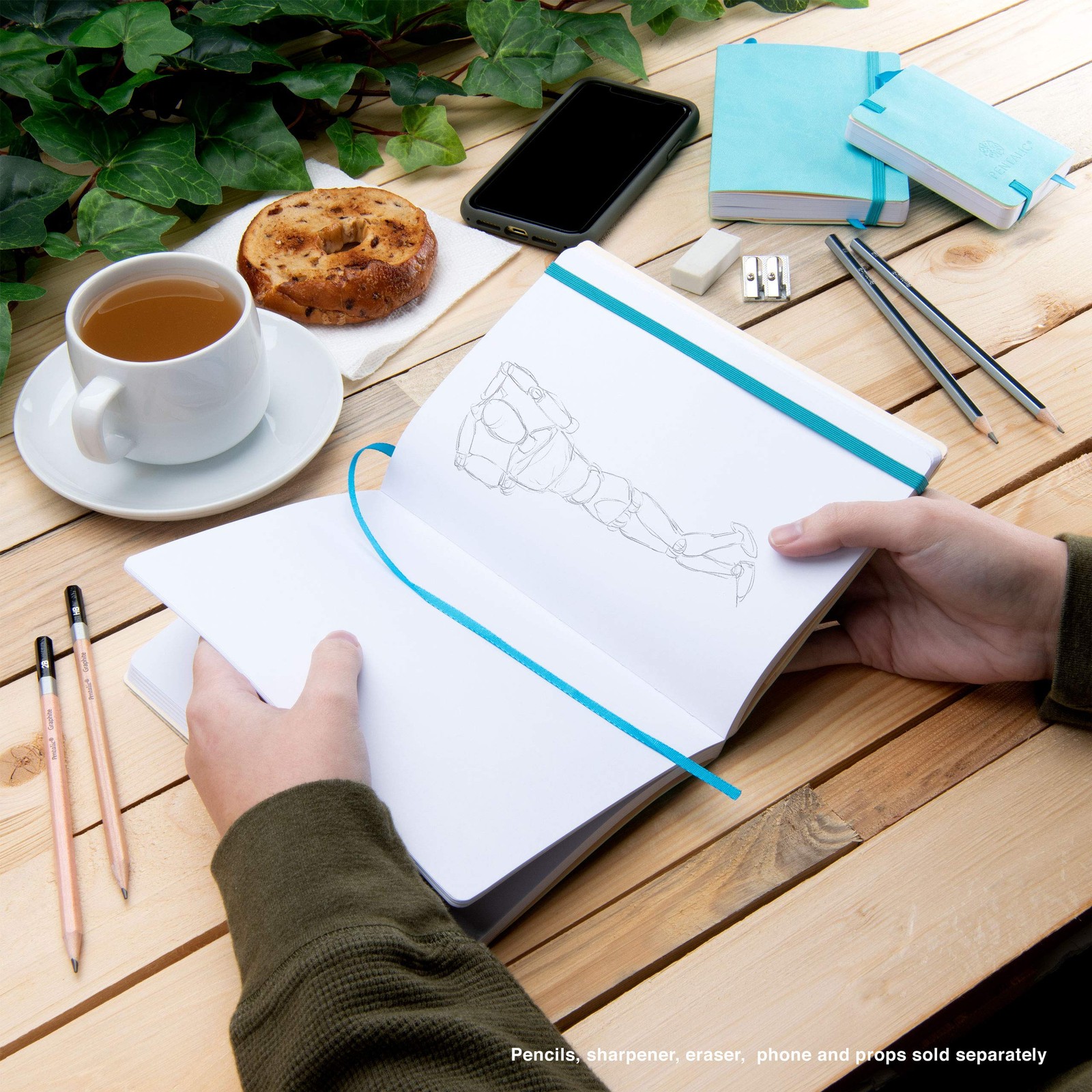 Pentalic 3″ x 4″ Pocket Sketchbook 3-inch x 4-inch, Turquoise, Turquoise