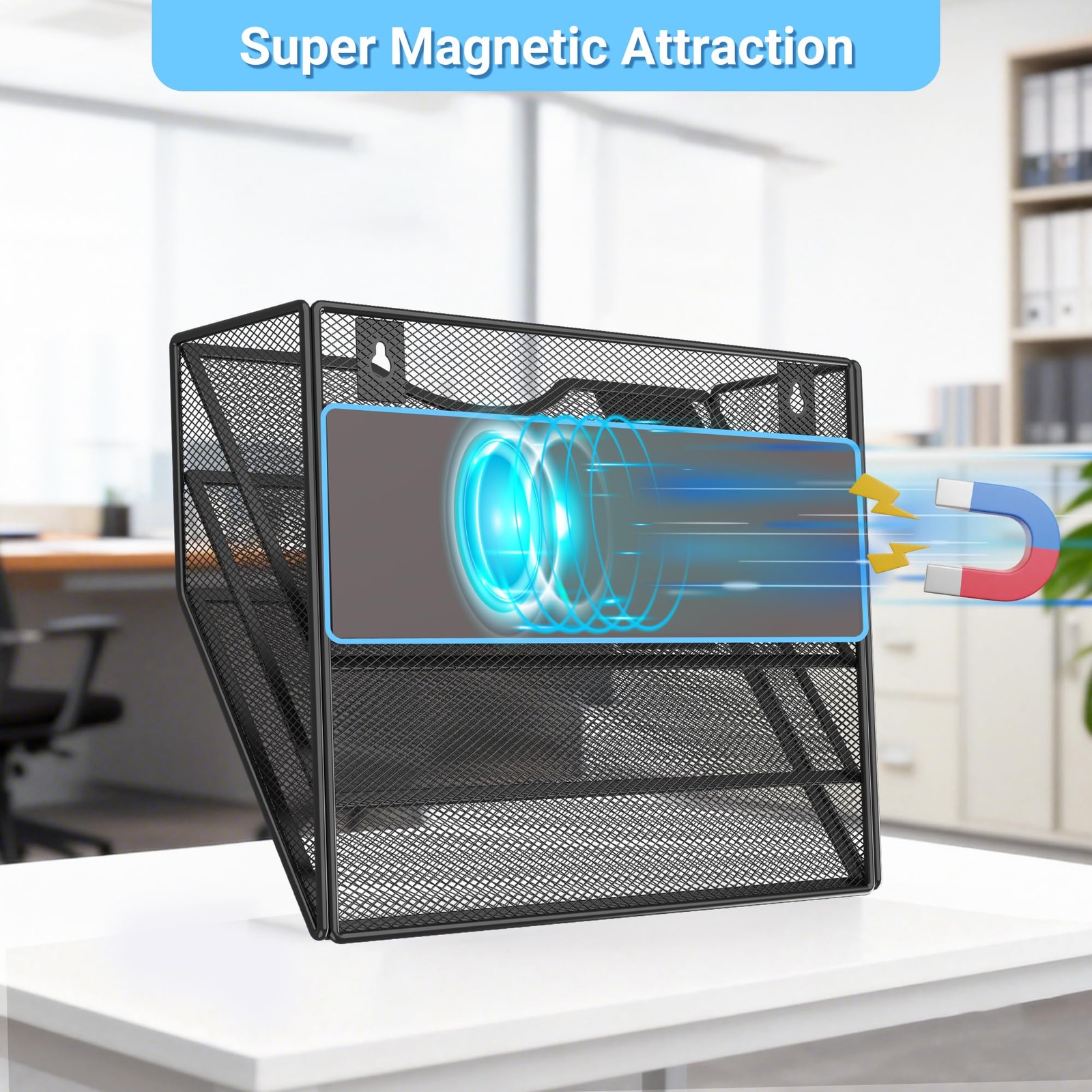 Gawerk Magnetic Wall File Holder – Magnetic Paper & Document Organizer for Ho…