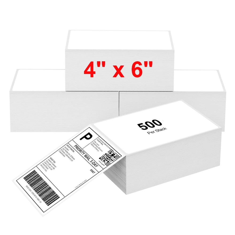 4×6 Thermal Labels Fanfold 500/Stack Address Shipping Labels for Thermal Printer