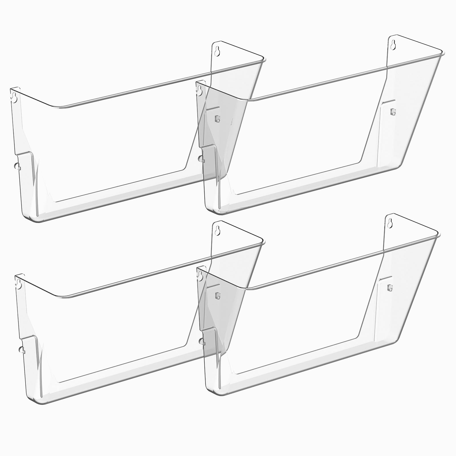 Gawerk Clear Acrylic Single Pocket, Plastic Hanging Wall Mount 4 Pack,