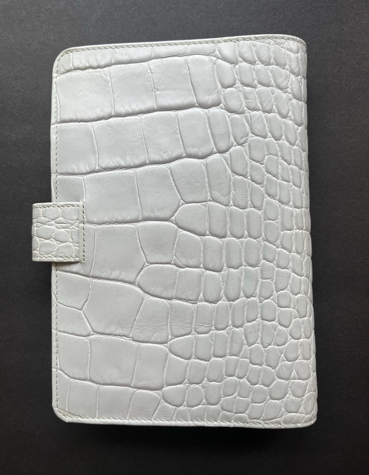 Filofax Classic Croc Organizer Personal Size “Silver Mist” EUC Soft Italian Calf