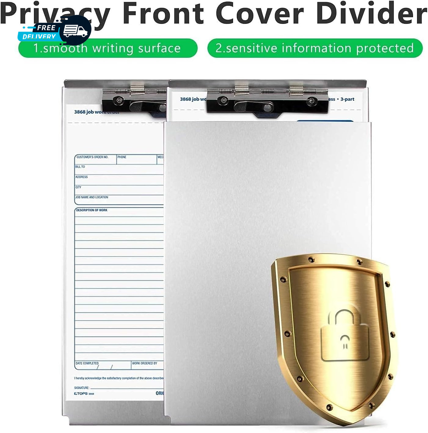 Aluminum Clipboard with Storage(Memo Size) Recycled Metal Form Holder