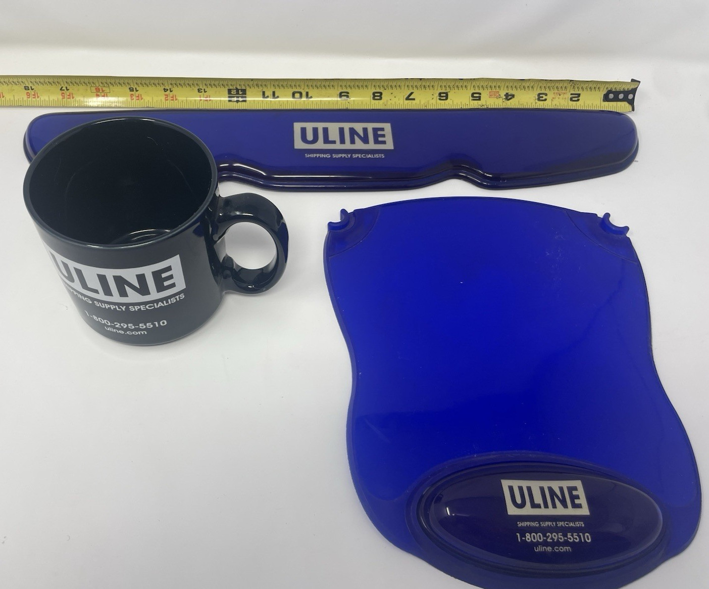 Uline Branded Office Desktop Accessories Gel Wrist Rest, Mouse Pad, Mug