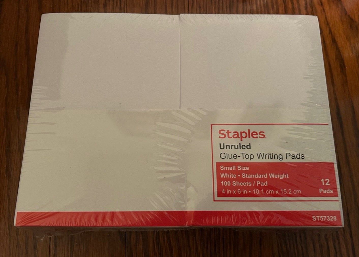 STAPLES 163444 Notepads 4-Inch X 6-Inch Unruled White 100 Sh./Pad 12 Pads/Pk