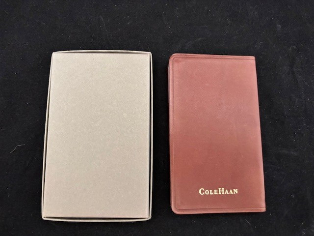 Vintage Cole Haan Brown Leather Bound Address Book Unused New In Box Rare Find