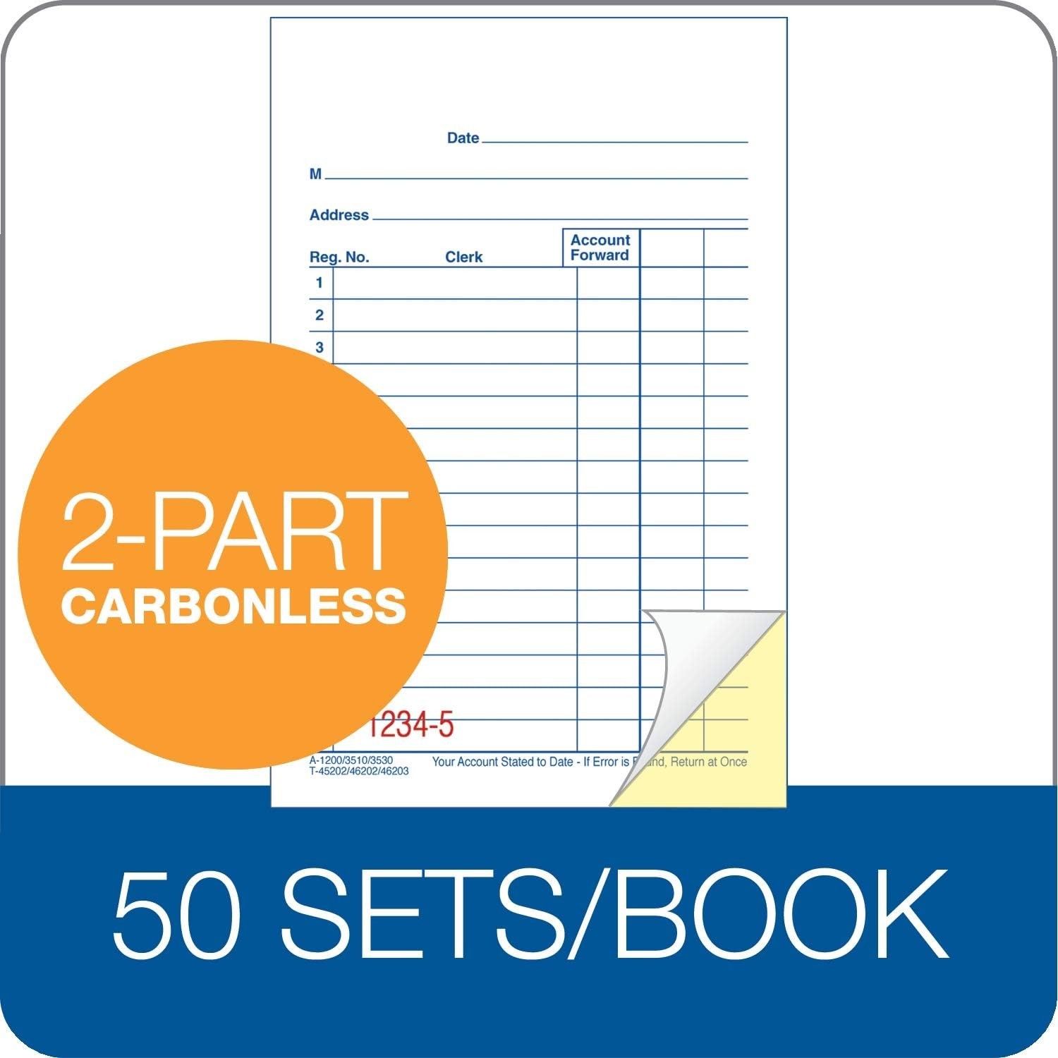 General Purpose Sales Book, 2-Part, Carbonless, White/Canary, 3-11/32 x 5-5/8…