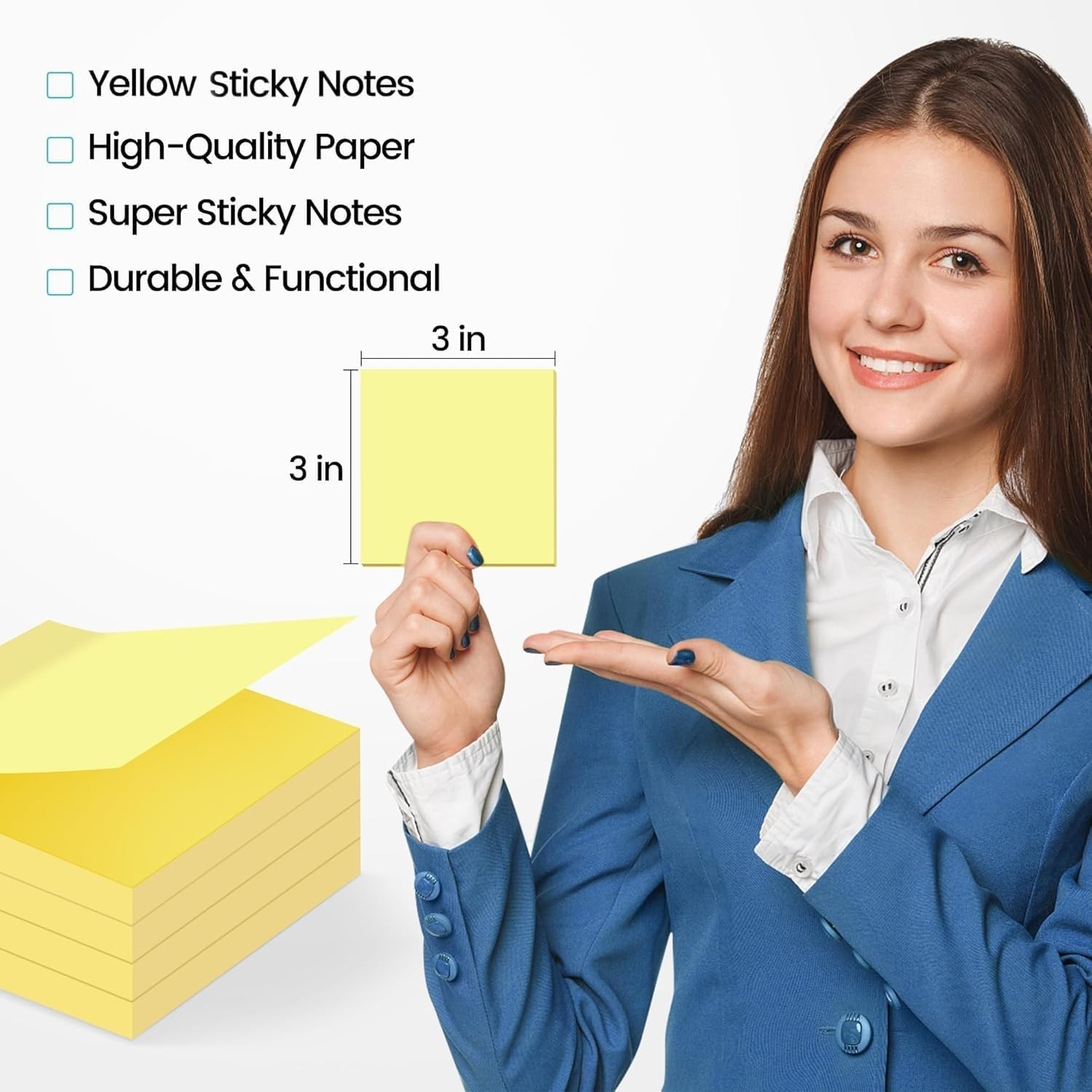 (24 Pack) Sticky Notes 3×3 in Yellow, Clean Removal, Recyclable, Self-Stick Pads