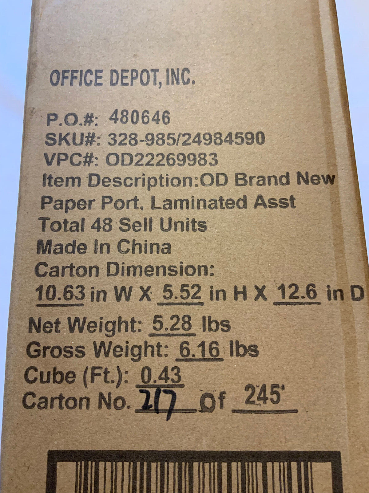 Office Depot Brand 2 Pocket Glossy Laminated Folders, With Fastener, Box of 48 