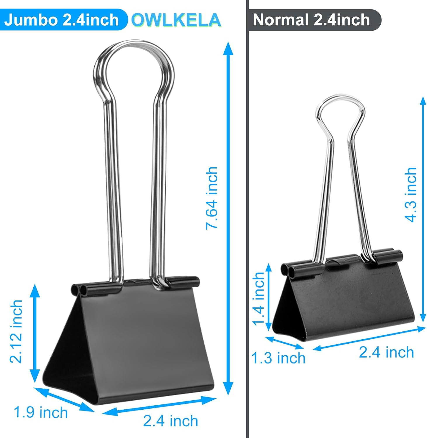 2.4 Inch Extra Jumbo Binder Clips 2 Pcs, Large Paper Clip, Big Paper Clamps, …