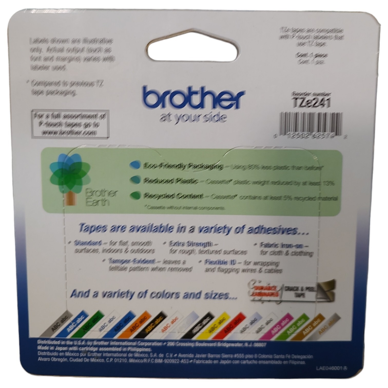 Brother 18mm (0.7″) Black on White Tape for P-Touch, 8m (26.2 ft)