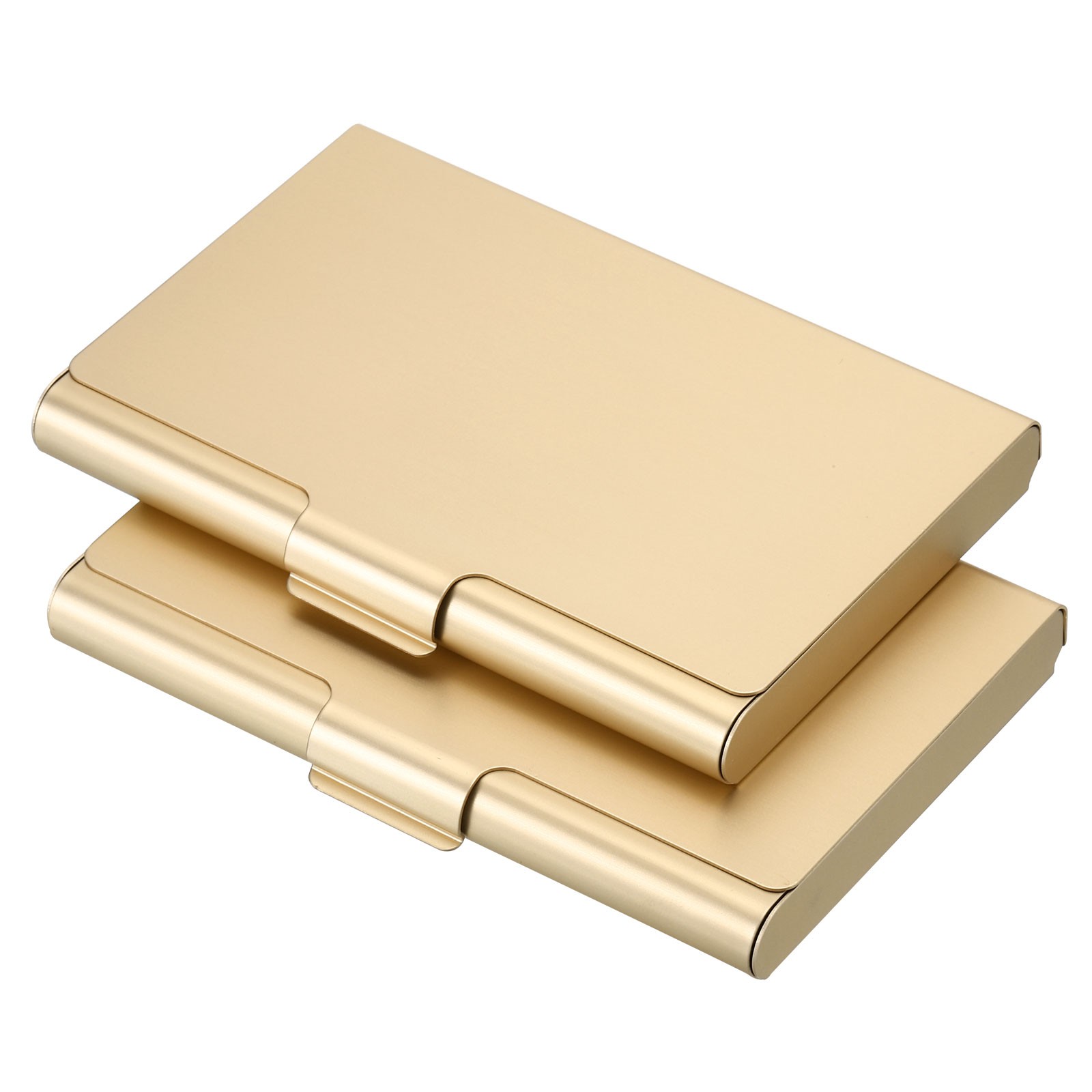 2 PCS Business Card Holder Aluminum Metal Card Case Professional Pocket Gold