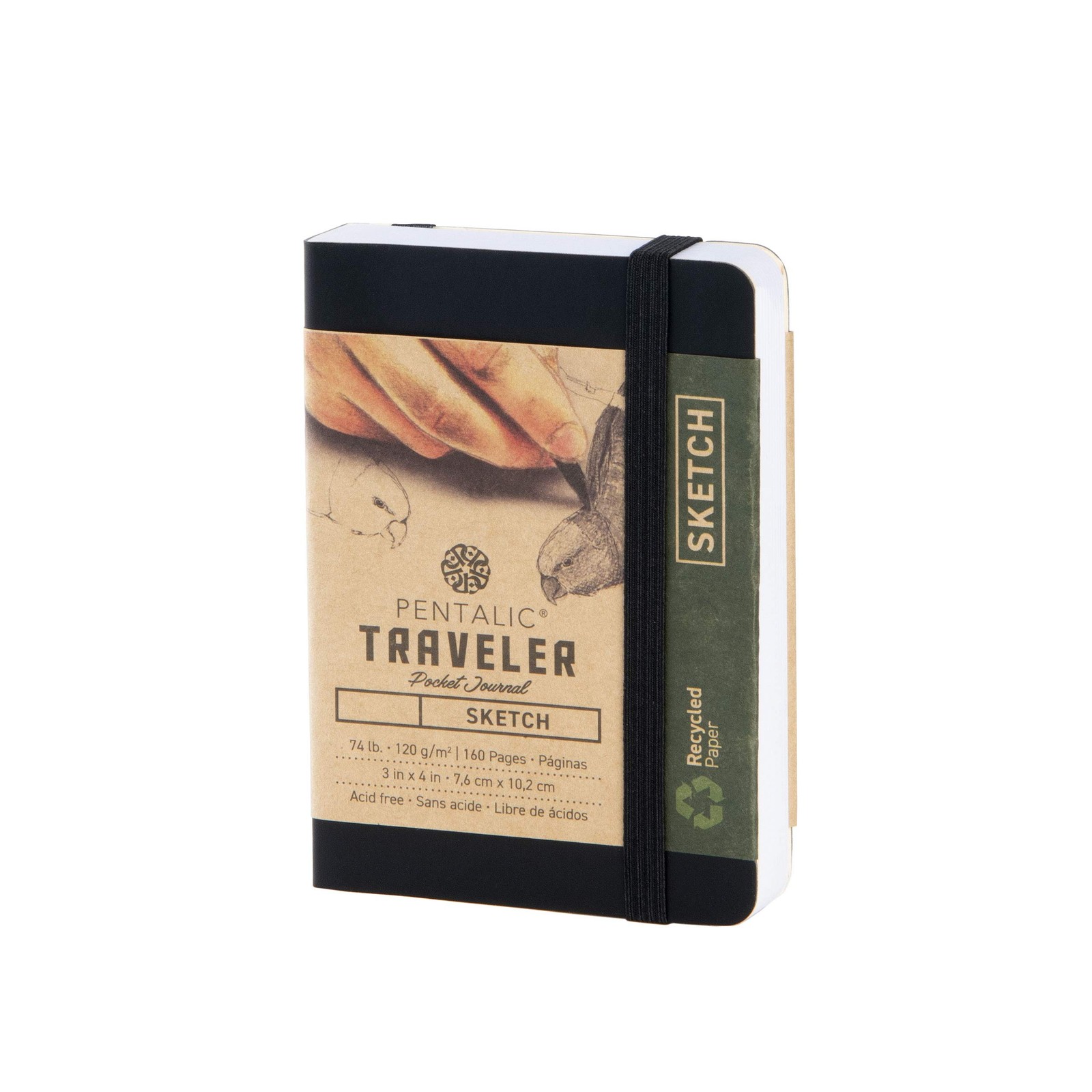 Pentalic 3″ x 4″ Pocket Sketchbook Traveler 3-inch x 4-inch, Black, Orange