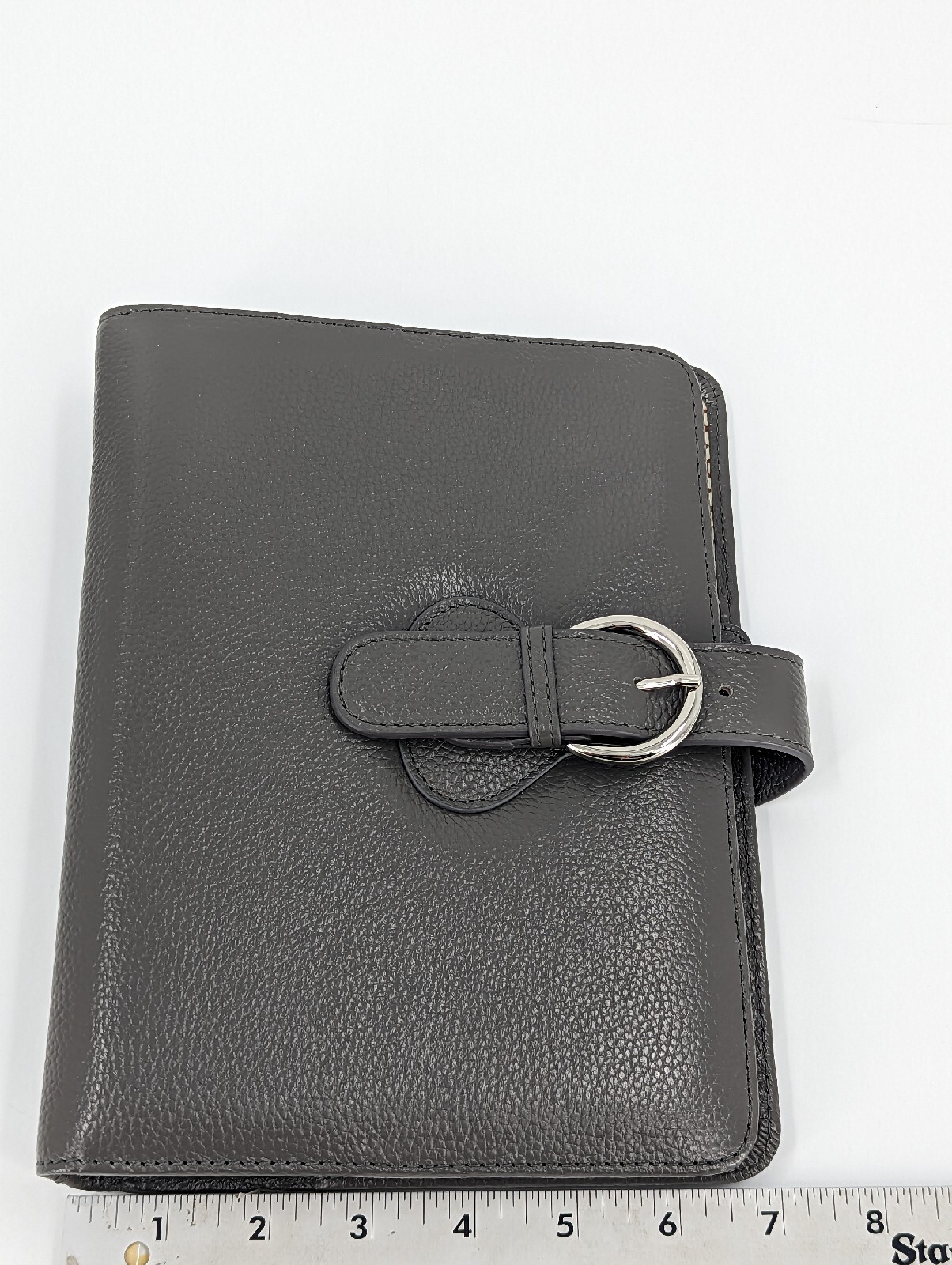Franklin Covey CO AVA Gray Binder 9.2”x7” Full Grain Leather for Classic Planner