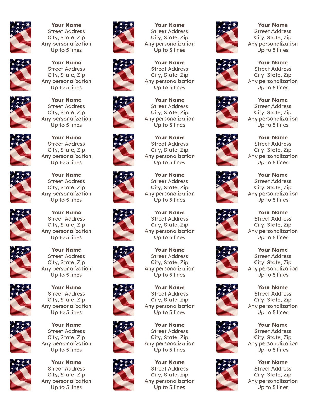Personalized Return Address Labels Custom Mailing Stickers USA Flag Free Ship