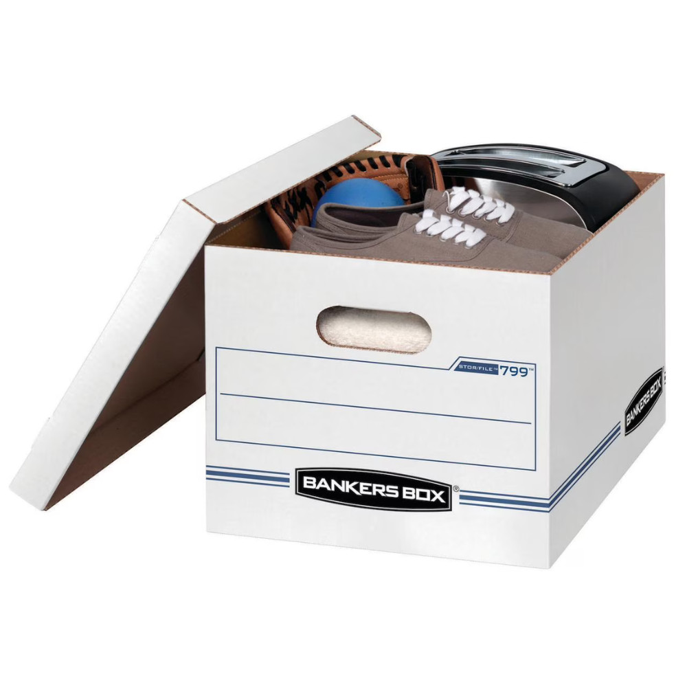 Bankers Box Basic Duty Letter Legal File Storage Box with Lids, White, 20 Pack